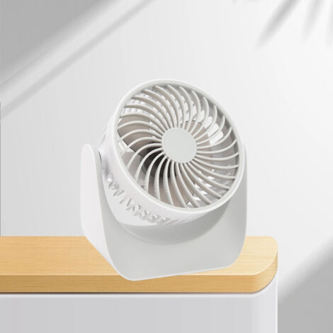 Ventilateur de Bureau USB Ventilateur de Bureau USB Ventilateur USB avec Base Stable Head Rotatif, 3 Vitesses Mini Ventilateur de Table pour Bureau Maison Voiture (Type USB Desk Fan ABS 4W 18650 non i (1/5)