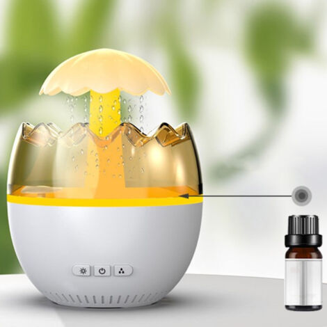 Humidificateur Type C Lumière Colorée 5h Timer Réglable Pluie 450ml Aromathérapie Diffuseur Abs Blanc (1/5)