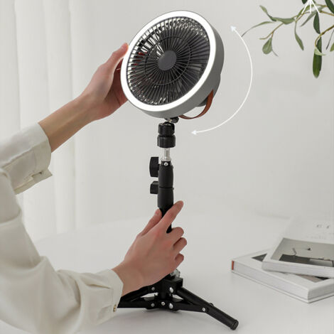 Ventilateur de Camping rechargeable USB 10000mAh Oscillant avec Trépied et Lampe de Nuit (1/5)