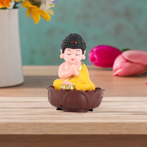 Statue de Buddha USB chantante pour Bureau et Auto avec 6 Mantras - Figurine Électrique en Plastique de 9x9x11.5cm, Lumière LED et Batterie Li-ion intégrée (1/5)