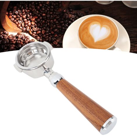 Portafilter sans fond 58mm avec manche bois noir compatible Expobar E61 Flair 58 Sanremo Faema Tracwood - Portafilter 58mm sans fond espresso stainless steel rosewood (1/5)