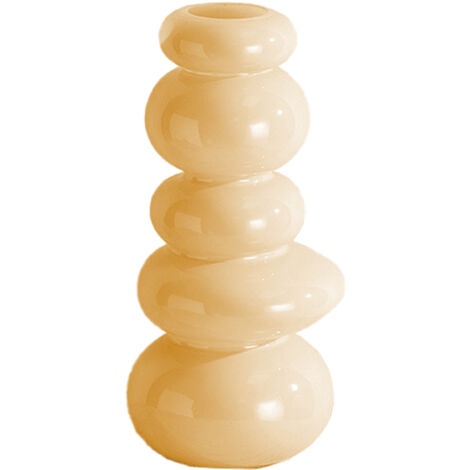 Vase Luxe Design Ornement en Pierre Naturelle Crème Orange Décor Minimaliste pour Salon Fleurs Arbre Design (1 Pièce) - ManoMano France Exclusive (1/5)