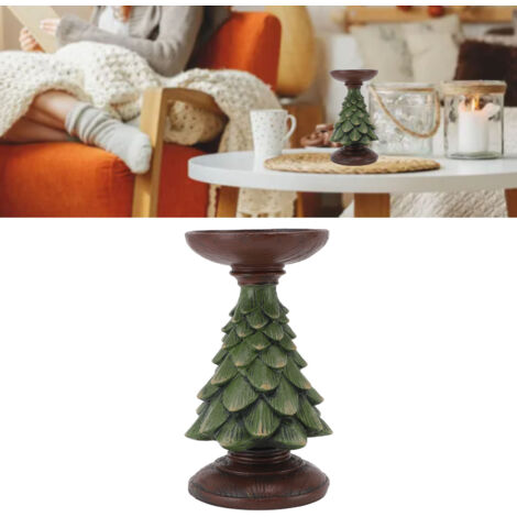 Bougie de Résine Vintage Décor Maison Arbre de Noël Support de Bougie Pilier Bougeoir pour Cuisine Table Centrepiece (1/5)