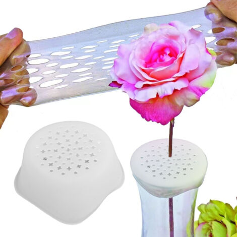 Organiseur de Fleurs Flexible Réutilisable en Silicone Transparent, Grid avec 60 Trou, Arrangement de Fleurs, Capuchon pour Vase, Support de Stems en Spirale pour Bouquets, 5 pièces (1/5)