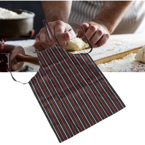Tablier Cuisine Imperméable à Poche Double [Apron Premium Polyester 82x56cm] Rouge et Blanc Barres (1/5)