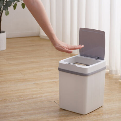 Poubelle Intelligente Multifonction Silencieuse avec Capteur de Mouvement pour Bureau Salle de Bain, 12L avec Lid (1/5)