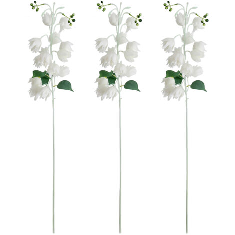 Artificiel Fleur de Campanule [3pcs] Blanche Décor Maison Mariage en Soie (1/5)