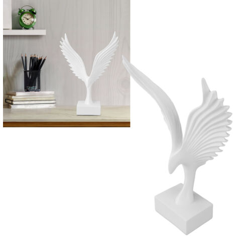 Statue Sculpture ornementale d'aigle en résine blanc, figurine décorative pour bureau et maison avec ailes abstraites, 31,5cm, 855g (1/5)