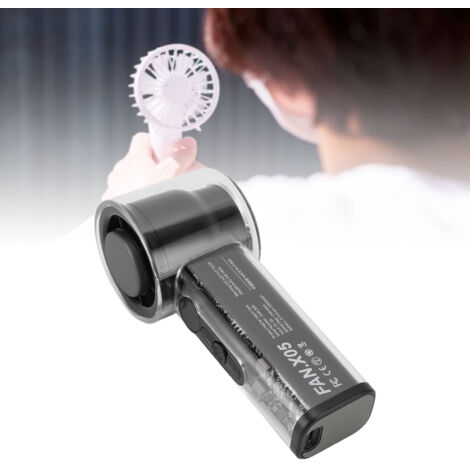 Ventilateur Portatif Rechargeable Mini: High Speed 100 Vitesses, Corps Métal, 3000mAh, Display Digital, Noir, pour Voyage Camping (1/5)