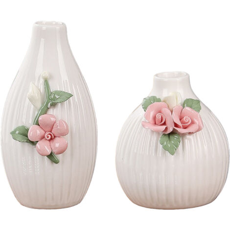 Vase - Set de 2 Vases en Céramique Sculptés à la Main pour Décor de Maison, Bureau ou Table