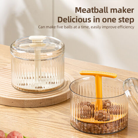 Moule à Boulettes Translucent - Fabricant de Boulettes Manuel avec 5 Emplacements, PP+PET, 12.5x11cm, Orange ou Blanc Lacté, pour Cuisine et Stockage Congélateur (1/5)