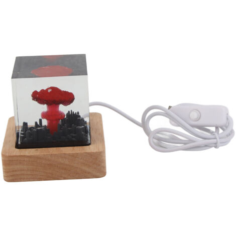 Lampe de nuit LED DIY à base de bois avec champignon 3D en résine pour bureau et chambre [Lampe de nuit][5 cm][5V][USB incluse][Bois][Résine] (1/5)