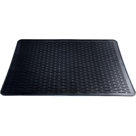 Tapis de séchage silicone multifonction pour cuisine, bar café, résistant à la chaleur avec bandes antidérapantes, noir 71x50cm (1/3)
