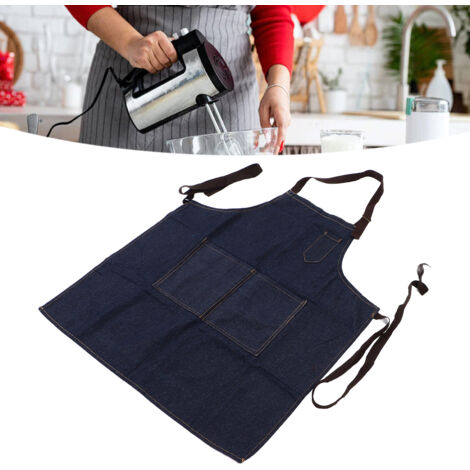 Tablier Denim Professionnel [Abrasion Résistant] Lavable Adjustable Tablier Chef Cuisine pour Cuisson Grill Barbecue (1/5)