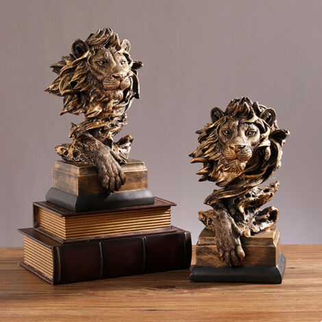 Statue Lion Sculpture Resin Modèle L210 Sculpture Détaillée Dimensions: 30x15x13cm Noir Décor Intérieur (1/5)