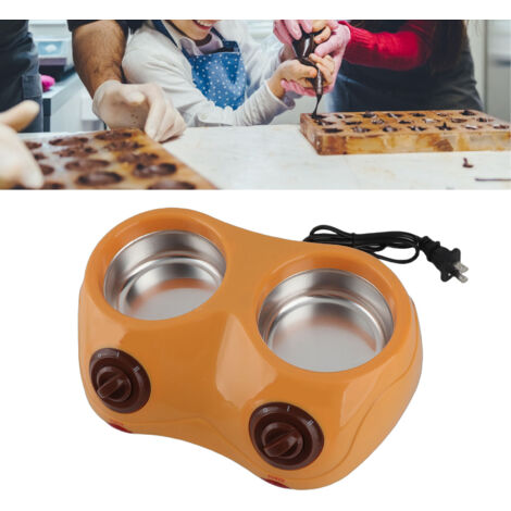 Fontaine à chocolat électrique avec double pot, modèle Fondue Deluxe, en aluminium et PP, couleur jaune - pour fondue et dessert. (1/5)