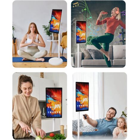 Télévision tactile mobile 21,5" avec support, écran IPS Full HD 1080p, Android 12, processeur 8-core, 6GB RAM / 64GB, caméra 5MP, WiFi 2.4G/5.8G, Bluetooth 4.2, roues silencieuses, ajustable ±90°, pou