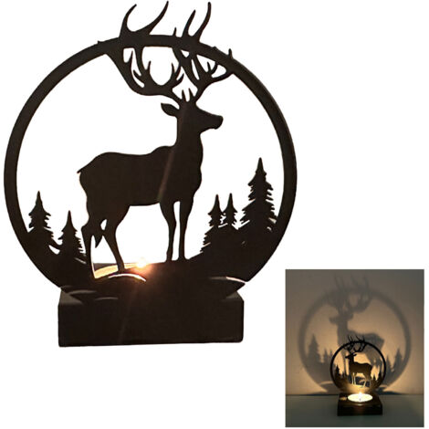 Porte-Lumière Éléphant Durable en Fer Noir Antirouille pour Décor Éclatée [Candle Holder] (1/5)