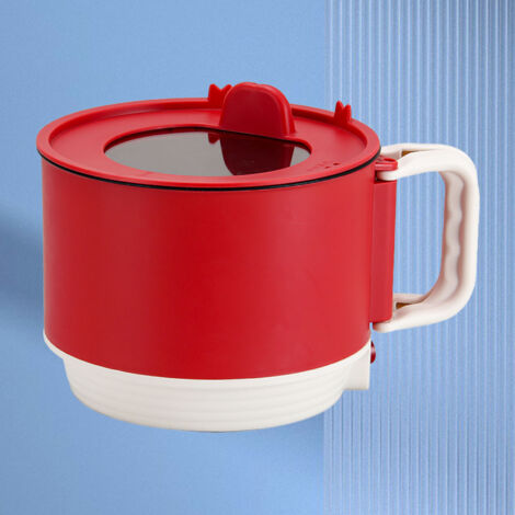 [Marmite Électrique] [Ustensile de Cuisine] [Casserole Électrique Rapide Mini] Marmite électrique miniature pour maison et cuisine avec manches pliables, chauffage rapide, plastique, 18cm, rouge, câbl (1/5)