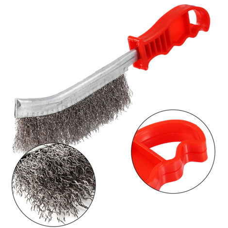 Broche Métallique Manuelle Puissante en Poils Stainless Steel 3.2cm pour Enlever Rust Peinture Accessoire Étanche Rouge 250mm Édition Ergonomique Polyurethane (1/5)