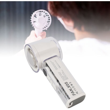 Ventilateur de voyage rechargeable - Ventilateur portable mini à 100 vitesses avec corps métal et écran - 3000mAh, blanc (1/5)