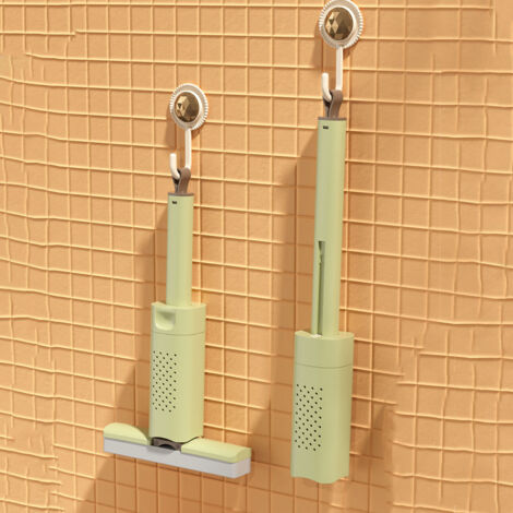 Serpette Mini Portable pour Nettoyage avec Absorbance Forte Design Pliable à 180° - Kit Mop Main et Bouchon - Matériaux: Plastique et Collodion - Couleur: Vert (1/5)