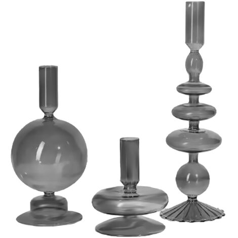 Porte bougie en verre romantique style européen - Gris clair - Décoration artistique pour mariage et dîners aux chandelles - 1 pièce (1/5)