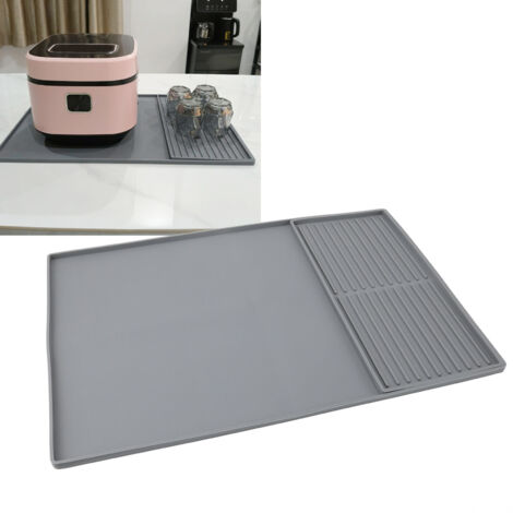 Tapis Silicone pour Machine à Café avec Zone de Drainage, 61 x 40.5cm Gris (1/5)