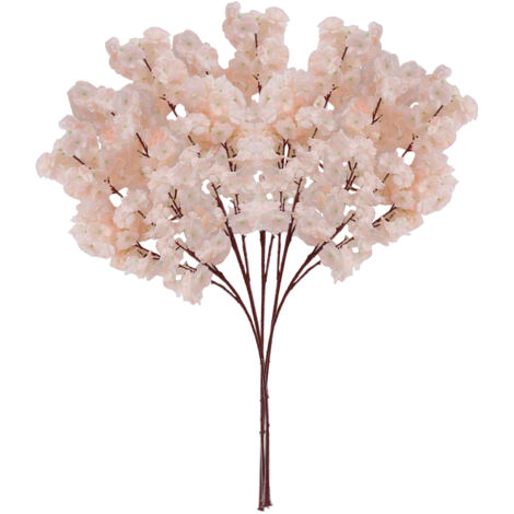 Branches artificielles fleurs sakura champagne (5 pièces) - 3 à 4 branches forkées pour décorations d'arbre
