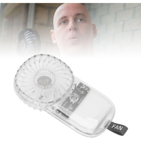 Mini Ventilateur Portable Avec Vent Fort, Lumière Colorée, Batterie 1200mAh, Silencieux, Avec Cordon Pour Voyage Camping Transparent (1/5)