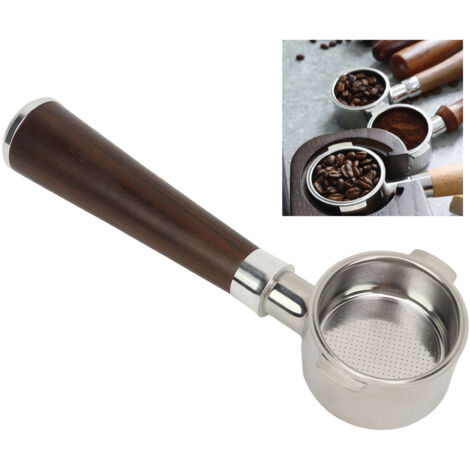 Portafilter Bottomless 51mm Portafilter sans Fond à 2 Oreilles Compatible pour Machines Cafetières Delonghi en Inox avec Manche Bois (1/5)