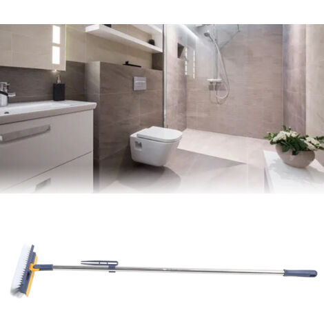 Balai 2 en 1 pour Sol avec Manche Long et Rotation 180°, Brosses Rigides pour Nettoyer Grès, Salle de Bain, Cuisine Bleu Foncé (1/5)