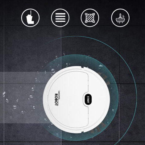 Robot Vacuum Cleaner, Aspiro, M-1000, Aspirateur Robotic 3 Fonctions USB avec Lavage pour Petits Appartements Blanc (490g Lithium)