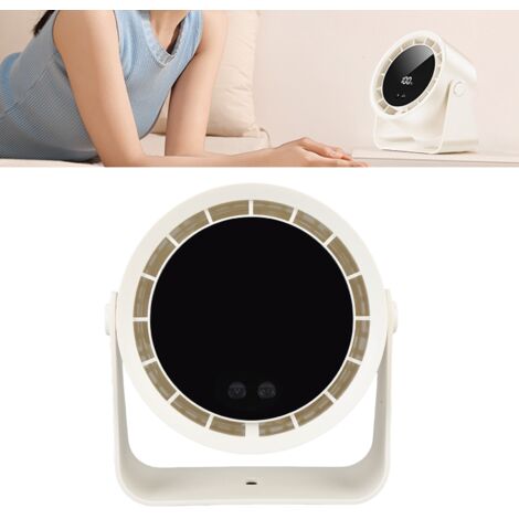 Ventilateur de bureau turbo rechargeable 2400mAh 100 vitesses avec affichage numérique, ventilateur circulateur portable et mural pour bureau, maison et voyage (Beige, ABS/PC, 570g) (1/5)