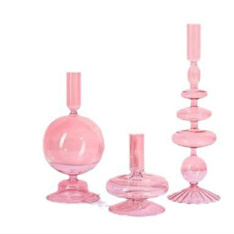 Bougeoir Verre Romantique Europe Style Rose Modèle Art Déco Lumière Douce Candlelight Dinner Mariage Photographie (1/5)
