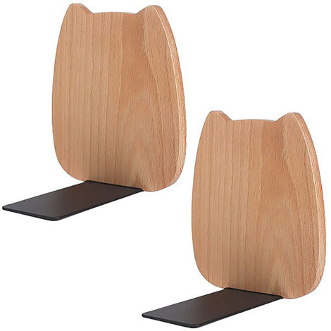 【Porte-livres】Bookends en bois de hêtre motifs chats design - 2 pièces - Livres stabilisés - Solid et décoratif (1/5)