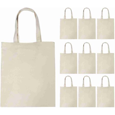 Sac à bandoulière écologique en coton et polyester pour shopping quotidien - Lot de 10 sacs réutilisables, grande capacité, idéal supermarché (1/5)