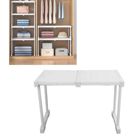 Etagère extensible pour placard - Support de rangement avec partition - 55kg capacité, 24cm/32cm, carbone/plastique, 11 pièces - Longueur ajustable 37-48cm