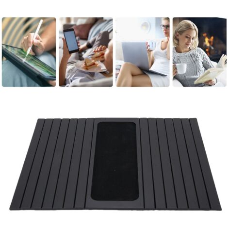 Tablette de bras pour sofa [Tablette de bras] Bambusoideae Noir 43,5x34cm Antidérapante Isolation thermique Porte-cup téléphone (1/5)