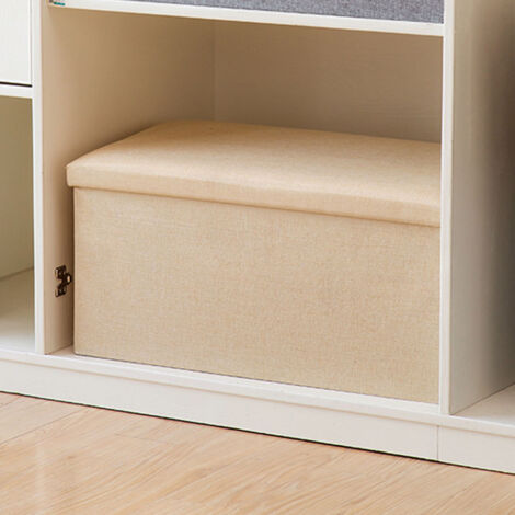 Coffre de rangement Ottoman Pliable à utiliser comme repose-pied et siège supplémentaire en tissu khaki L (48 x 30 x 30cm) multifonction pour salon et dortoir (1/5)