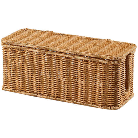 Rangement pour Câbles et Multiprise Bohème Chic de Bureau Box Design Authentique Écran Ouvert en Faux Bambou Organisez vos cordons d'ordinateur, de téléphone et vos prises électriques Dimensions 20