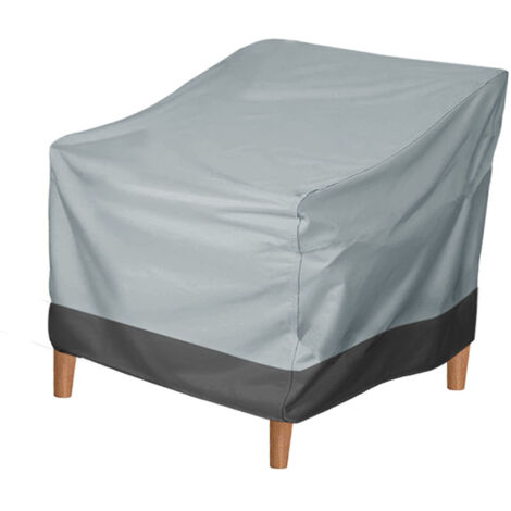 Housse de Chaise de Patio Oxford 190T Imperméable Revêtement Argenté, Taille Universelle avec Sangle Adjustable, 80x85x91.5cm, Gris Noir (1/5)