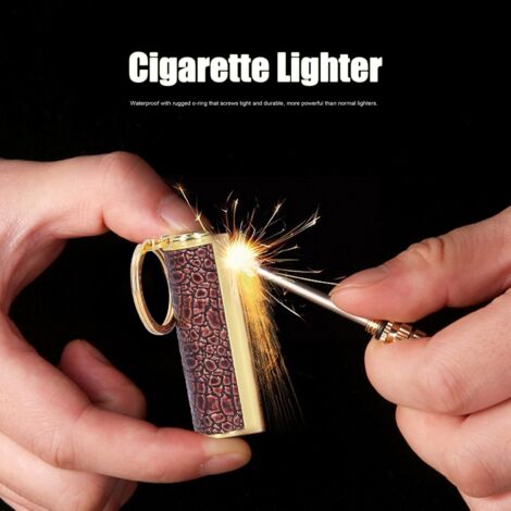 Briquet Portable Vintage Clé Allumeur Keychain Kerosene Allumage 6.5x1.8cm Métal Doré (1/5)