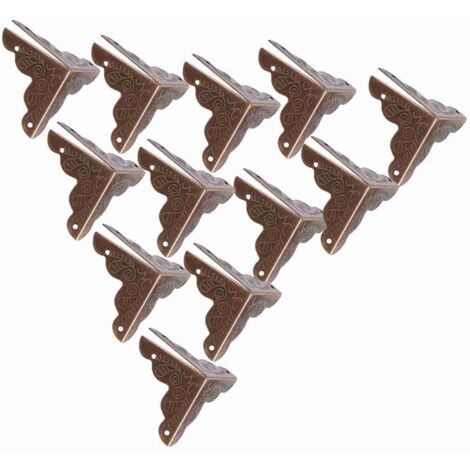 Protecteur de coin décoratif en fer antique pour coffrets en bois (bronze) - Lot de 12 pièces (2.4cm) (1/5)