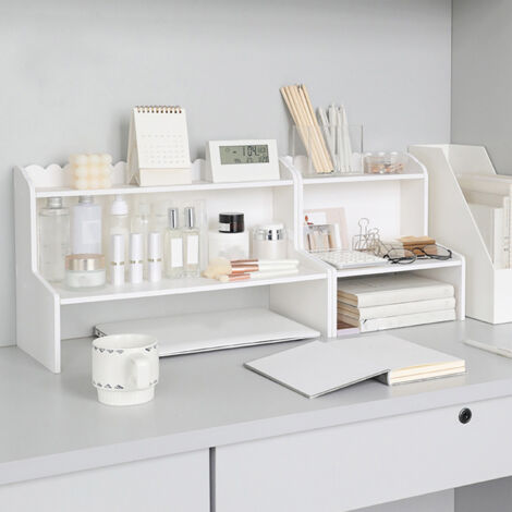 Étagère de Bureau Bois à Multi Niveaux, Rack de Stockage pour Cosmétiques et Livres Mini (1/5)