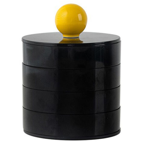 Boîte à bijoux organisateur rotatif à 4 étages avec couvercle - Noir (1/5)