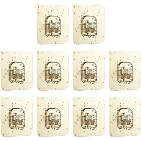 Crochets Adhésifs Forts 10 Pièces Hooks Cuisine Sans Marque Reutilisable Sans Percement 40g Resin Doré (1/5)