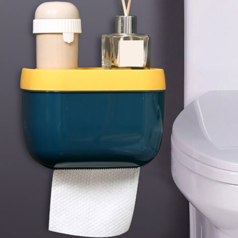 Boîte de rangement de papier toilette, grande capacité, waterproof, installation sans perforation pour salle de bain (1/5)