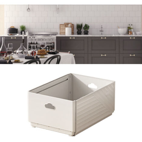 Boîte de rangement extensible rectangle à tiroir stackable pour cuisine bureau plastique blanc grande
