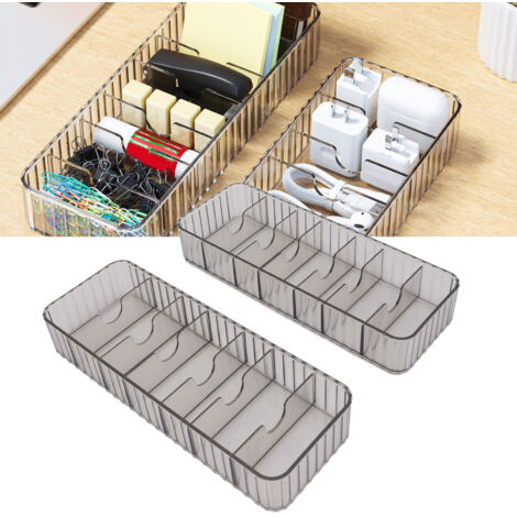 Organisateur de Cordons de Bureau : Coffre de Stockage Transparent Multisections Modulable pour Câbles Chargeurs Contrôles (Lot de 2 Boîtes) (1/5)